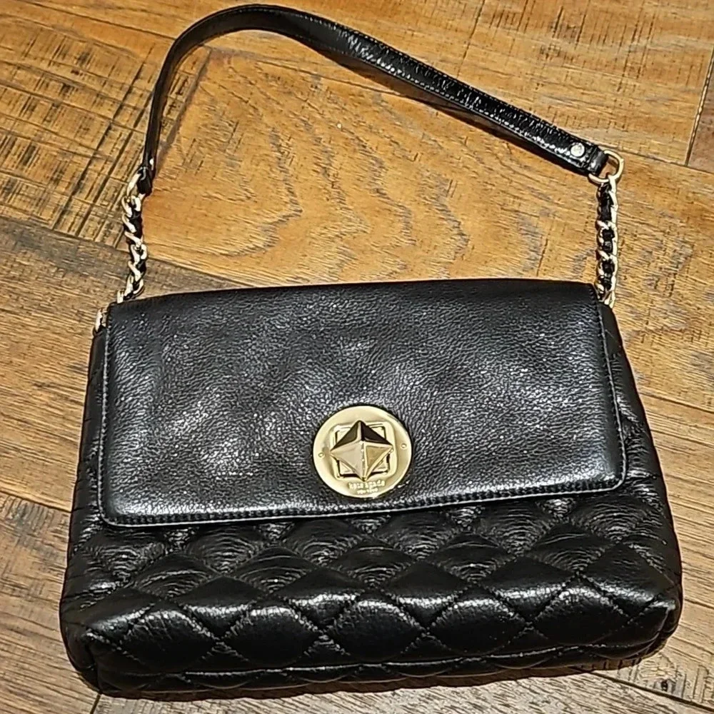 Kate Spade Black Leather Shimmer Quilted Bag